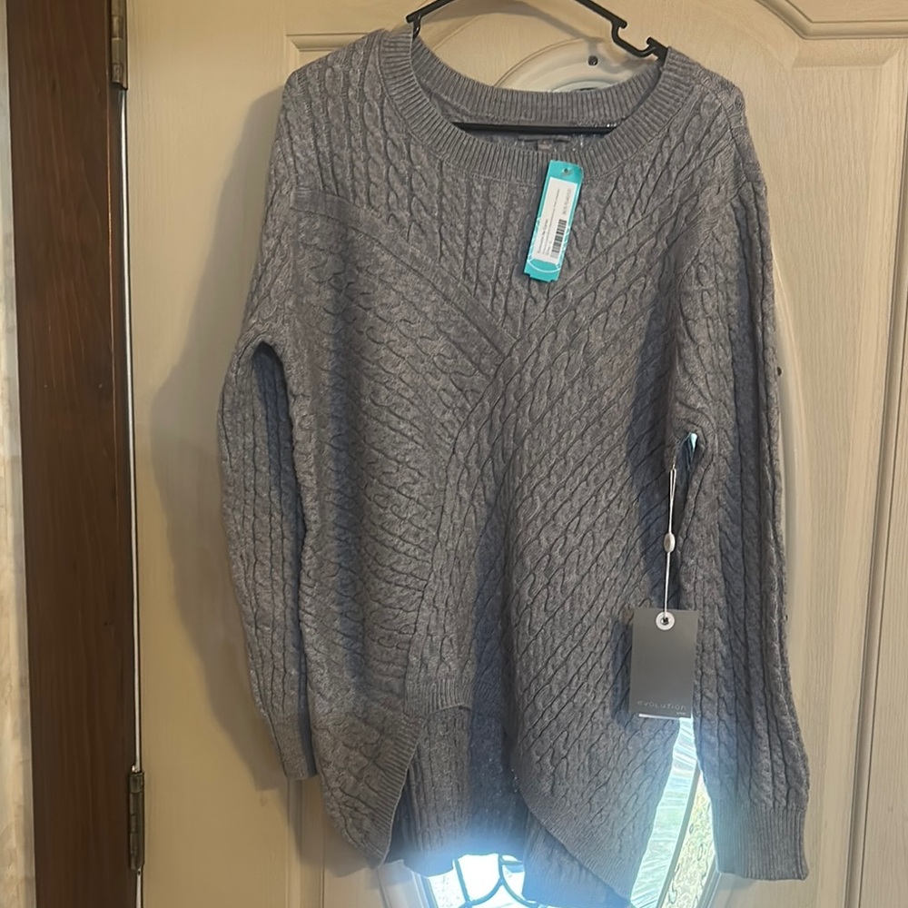 Gray Cable Knit Sweater